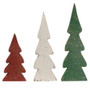 Set Of 3 - Distressed Christmas Colors Wooden Trees