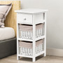 "HW65976WH" Wooden Morden Nightstand With 2 Wicker Rattan Drawers