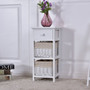 "HW65976WH" Wooden Morden Nightstand With 2 Wicker Rattan Drawers