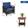 "HW65226LB" 3 Pcs Solid Wood Frame Patio Rattan Furniture Set