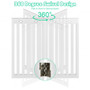 "PS7402WH" 36" Folding Wooden Freestanding Pet Gate Dog Gate With 360° Flexible Hinge-White