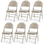 "HW54166BE" 6 Pack Folding Chairs Portable Padded Office Kitchen Dining Chairs-Beige