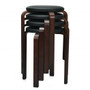 "HW65146BK" Set Of 4 Bentwood Round Stool Stackable Dining Chair With Padded Seat -Black