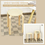 "HW65146NA" Set Of 4 Bentwood Round Stool Stackable Dining Chair With Padded Seat-Beige