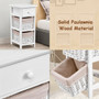 "HW65976WH-2" 2Pcs Bedroom Bedside End Table With Drawer Baskets-White