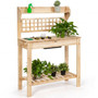 "GT3585" Garden Potting Bench Workstation Table With Sliding Tabletop Sink Shelves