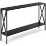 "HW65909CF" 2 Tier Narrow Accent Side Entryway Metal Frame Console Table -Coffee