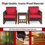 "HW65227RE" 3 Pcs Patio Wicker Furniture Sofa Set With Wooden Frame And Cushion-Red
