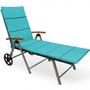"HW63221TU" Outdoor Chaise Lounge Chair Rattan Lounger Recliner Chair-Turquoise
