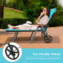 "HW63221TU" Outdoor Chaise Lounge Chair Rattan Lounger Recliner Chair-Turquoise