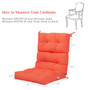 22" X 44" Tufted Outdoor Patio Chair Seating Pad-Orange (HW67216JS)