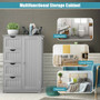 Standing Indoor Wooden Cabinet With 4 Drawers-Gray (HW65930GR)