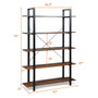 5-Tiers Bookshelf Industrial Bookcases Metal Frame Shelf Stand (HW61189)
