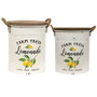 CWI 2/Set Distressed Embossed Farm Fresh Lemonade Canisters "G2582410"