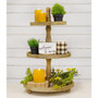 CWI Distressed Wooden Three-Tiered Tray "G65163"