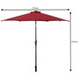 9Ft Patio Solar Umbrella Led Patio Market Steel Tilt With Crank Outdoor New-Burgundy (OP70736WN)