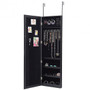 Wall Door Mounted Magnetic Mirrored Jewelry Cabinet-Black (HW58532BK)