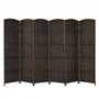 6.5Ft 6-Panel Weave Folding Fiber Room Divider Screen-Brown (HW67707CF)