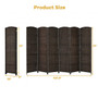 6.5Ft 6-Panel Weave Folding Fiber Room Divider Screen-Brown (HW67707CF)