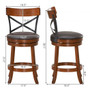 Set Of 2 Bar Stools 360-Degree Swivel Dining Bar Chairs With Rubber Wood Legs-25 Inch (HW67488-24)