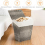 Foldable Handwoven Laundry Hamper With Removable Liner-Gray (HW67573GR)