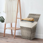 Foldable Handwoven Laundry Hamper With Removable Liner-Gray (HW67573GR)