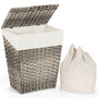 Foldable Handwoven Laundry Hamper With Removable Liner-Gray (HW67573GR)