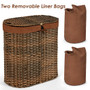 Handwoven Laundry Hamper Basket With 2 Removable Liner Bags-Brown (HW67574BN)