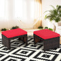 2 Pieces Cushioned Patio Rattan Ottoman Foot Rest-Red (HW67814RE)