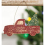 Glittered Wood Merry Christmas Truck Ornament G35522