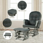 Baby Nursery Relax Rocker Rocking Chair Glider And Ottoman Set-Gray "HW67532GR"