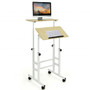 Height Adjustable Mobile Standing Desk With Rolling Wheels For Office And Home-Natural "HW67483NA"