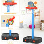 2 In 1 Kids Basketball Hoop Stand With Ring Toss And Storage Box-Black "SP37548BK"