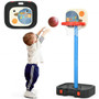 2 In 1 Kids Basketball Hoop Stand With Ring Toss And Storage Box-Black "SP37548BK"