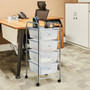 4-Drawer Cart Storage Bin Organizer Rolling With Plastic Drawers-White "HW55240CL"