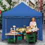 10X10Ft Pop Up Gazebo With 4 Height And Adjust Folding Awning -300' Blue "OP70818BL"