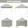 10X10Ft Pop Up Gazebo With 4 Height And Adjust Folding Awning -Gray "OP70818GR"