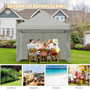 10X10Ft Pop Up Gazebo With 4 Height And Adjust Folding Awning -Gray "OP70818GR"
