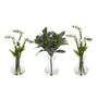 10" Baby Breath And Olive Artificial Arrangement In Vase (Set Of 3) (A1166-S3-WH)