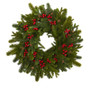 22" Pine, Pinecone And Berry Artificial Wreath (W1029)