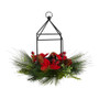 14" Christmas Poinsettia, Berry & Pinecone Metal Candle Holder Christmas Artificial Table Arrangement (A1855)