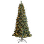 8' Frosted Tip British Columbia Mountain Pine Artificial Christmas Tree With 500 Clear Lights, Pine Cones & 1112 Bendable Branches (T3501)