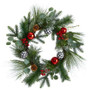 24" Berry And Pinecone Artificial Christmas Wreath With Ornaments (W1270)