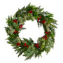 24" Cedar, Eucalyptus And Berries Artificial Christmas Wreath (W1273)