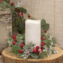 Snowy Holiday Red Berry & Bell Candle Ring FT28033