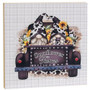 Gnomes In Truck With Sunflowers Square Wooden Block G08807