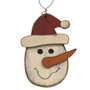 Wooden Snowman In Santa Hat Ornament G12829