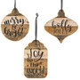 Slat Wood Christmas Sign Ornament 3 Assorted (Pack Of 3) G2544570