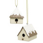 Papier Mache Snowy Birdhouse Ornament 2 Assorted (Pack Of 2) G35390