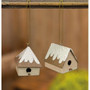 Papier Mache Snowy Birdhouse Ornament 2 Assorted (Pack Of 2) G35390
